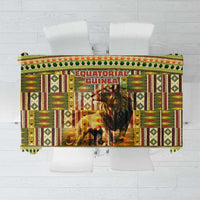 Equatorial Guinea Tablecloth with Lion Print and Traditional African Kente Patterns