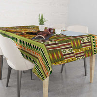 Equatorial Guinea Tablecloth with Lion Print and Traditional African Kente Patterns