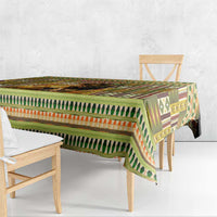 Equatorial Guinea Tablecloth with Lion Print and Traditional African Kente Patterns