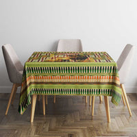 Equatorial Guinea Tablecloth with Lion Print and Traditional African Kente Patterns