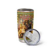 Equatorial Guinea Tumbler Cup with Lion Print and Traditional African Kente Patterns