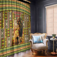 Equatorial Guinea Window Curtain with Lion Print and Traditional African Kente Patterns