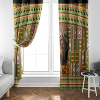 Equatorial Guinea Window Curtain with Lion Print and Traditional African Kente Patterns