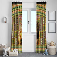Equatorial Guinea Window Curtain with Lion Print and Traditional African Kente Patterns