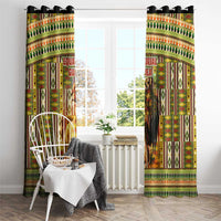 Equatorial Guinea Window Curtain with Lion Print and Traditional African Kente Patterns