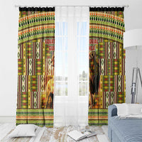 Equatorial Guinea Window Curtain with Lion Print and Traditional African Kente Patterns