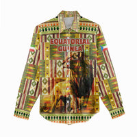 Equatorial Guinea Women Casual Shirt with Lion Print and Traditional African Kente Patterns