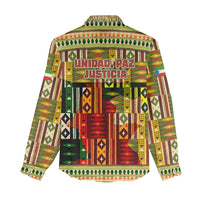 Equatorial Guinea Women Casual Shirt with Lion Print and Traditional African Kente Patterns