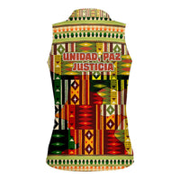Equatorial Guinea Women Sleeveless Polo Shirt with Lion Print and Traditional African Kente Patterns