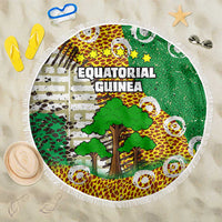 Equatorial Guinea Baobab Tree Beach Blanket with Tribal Patterns and Heritage Quote