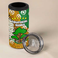 Equatorial Guinea Baobab Tree 4 in 1 Can Cooler Tumbler with Tribal Patterns and Heritage Quote