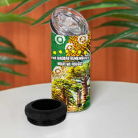 Equatorial Guinea Baobab Tree 4 in 1 Can Cooler Tumbler with Tribal Patterns and Heritage Quote