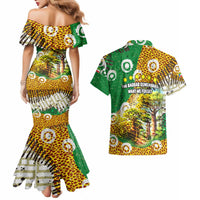 Equatorial Guinea Baobab Tree Couples Matching Mermaid Dress and Hawaiian Shirt with Tribal Patterns and Heritage Quote