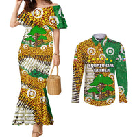 Equatorial Guinea Baobab Tree Couples Matching Mermaid Dress and Long Sleeve Button Shirt with Tribal Patterns and Heritage Quote