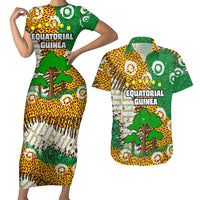 Equatorial Guinea Baobab Tree Couples Matching Short Sleeve Bodycon Dress and Hawaiian Shirt with Tribal Patterns and Heritage Quote