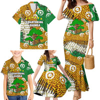 Equatorial Guinea Baobab Tree Family Matching Mermaid Dress and Hawaiian Shirt with Tribal Patterns and Heritage Quote