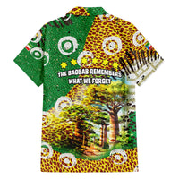 Equatorial Guinea Baobab Tree Family Matching Off The Shoulder Long Sleeve Dress and Hawaiian Shirt with Tribal Patterns and Heritage Quote