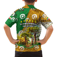 Equatorial Guinea Baobab Tree Family Matching Off Shoulder Short Dress and Hawaiian Shirt with Tribal Patterns and Heritage Quote