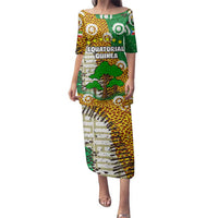 Equatorial Guinea Baobab Tree Family Matching Puletasi and Hawaiian Shirt with Tribal Patterns and Heritage Quote