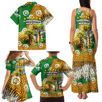 Equatorial Guinea Baobab Tree Family Matching Tank Maxi Dress and Hawaiian Shirt with Tribal Patterns and Heritage Quote