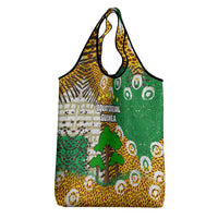 Equatorial Guinea Baobab Tree Grocery Bag with Tribal Patterns and Heritage Quote
