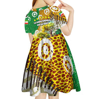 Equatorial Guinea Baobab Tree Kid Short Sleeve Dress with Tribal Patterns and Heritage Quote