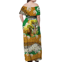 Equatorial Guinea Baobab Tree Off Shoulder Maxi Dress with Tribal Patterns and Heritage Quote