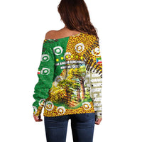 Equatorial Guinea Baobab Tree Off Shoulder Sweater with Tribal Patterns and Heritage Quote
