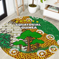 Equatorial Guinea Baobab Tree Round Carpet with Tribal Patterns and Heritage Quote