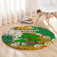 Equatorial Guinea Baobab Tree Round Carpet with Tribal Patterns and Heritage Quote