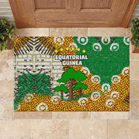 Equatorial Guinea Baobab Tree Rubber Doormat with Tribal Patterns and Heritage Quote
