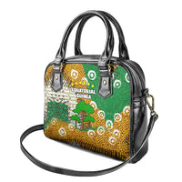 Equatorial Guinea Baobab Tree Shoulder Handbag with Tribal Patterns and Heritage Quote
