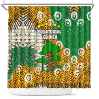 Equatorial Guinea Baobab Tree Shower Curtain with Tribal Patterns and Heritage Quote