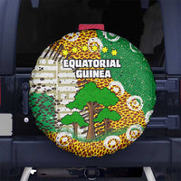 Equatorial Guinea Baobab Tree Spare Tire Cover with Tribal Patterns and Heritage Quote
