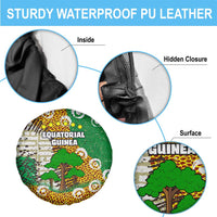 Equatorial Guinea Baobab Tree Spare Tire Cover with Tribal Patterns and Heritage Quote