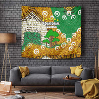 Equatorial Guinea Baobab Tree Tapestry with Tribal Patterns and Heritage Quote