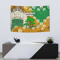 Equatorial Guinea Baobab Tree Tapestry with Tribal Patterns and Heritage Quote