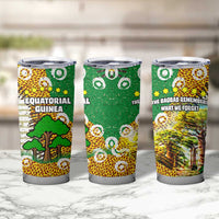 Equatorial Guinea Baobab Tree Tumbler Cup with Tribal Patterns and Heritage Quote
