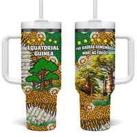 Equatorial Guinea Baobab Tree Tumbler With Handle with Tribal Patterns and Heritage Quote