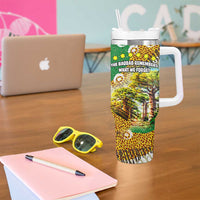 Equatorial Guinea Baobab Tree Tumbler With Handle with Tribal Patterns and Heritage Quote