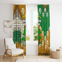 Equatorial Guinea Baobab Tree Window Curtain with Tribal Patterns and Heritage Quote