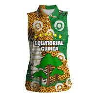 Equatorial Guinea Baobab Tree Women Sleeveless Polo Shirt with Tribal Patterns and Heritage Quote
