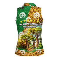 Equatorial Guinea Baobab Tree Women Sleeveless Polo Shirt with Tribal Patterns and Heritage Quote