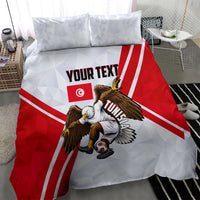 Personalized Tunisia Soccer Bedding Set Tunisia Flag Eagle Football Mascot