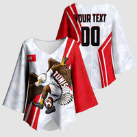 Personalized Tunisia Soccer Kimono Sleeve Blouse Tunisia Flag Eagle Football Mascot