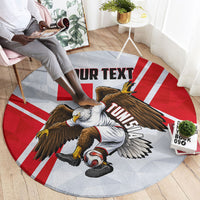 Personalized Tunisia Soccer Round Carpet Tunisia Flag Eagle Football Mascot