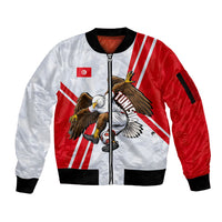 Personalized Tunisia Soccer Sleeve Zip Bomber Jacket Tunisia Flag Eagle Football Mascot