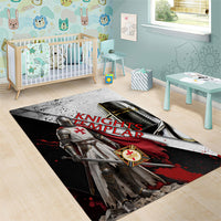 Knights Templar Area Rug Crusader Warrior Full Armor Red Cross