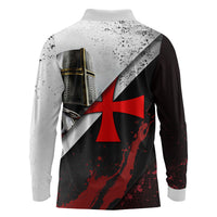 Knights Templar Long Sleeve Polo Shirt Crusader Warrior Full Armor Red Cross