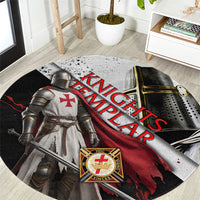 Knights Templar Round Carpet Crusader Warrior Full Armor Red Cross